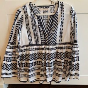 Lola navy and white blouse.